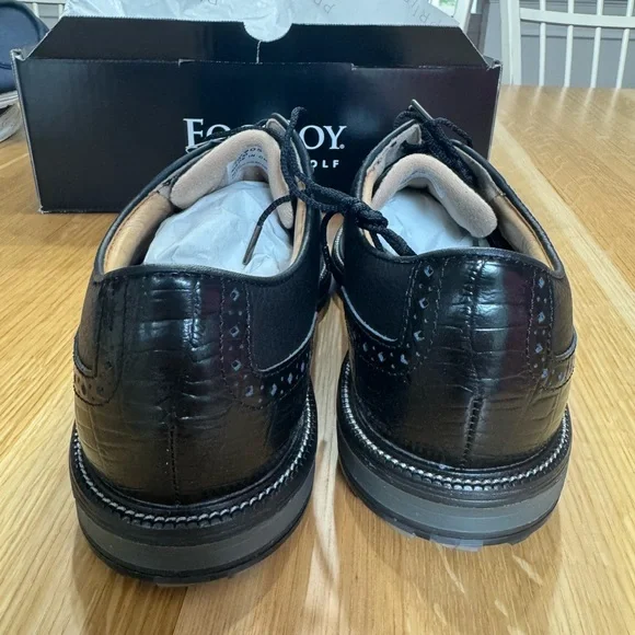 FootJoy Black Leather Men's Golf Shoes - Picture 9 of 16